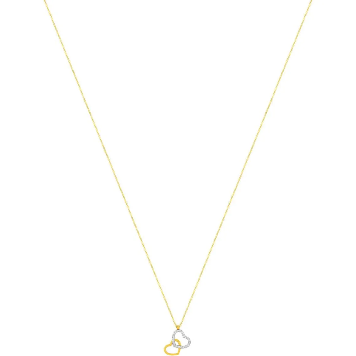 Collier or 375 2 tons zirconias blancs 45 cm