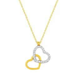 Collier or 375 2 tons zirconias blancs 45 cm
