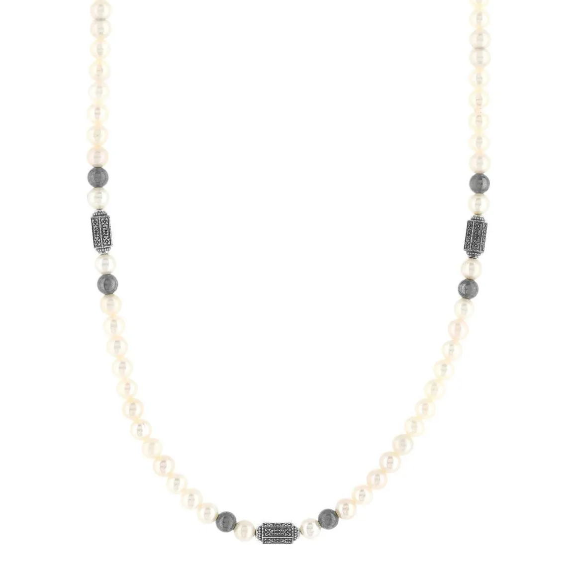 Collier perles de culture de Chine et perles argent 48cm
