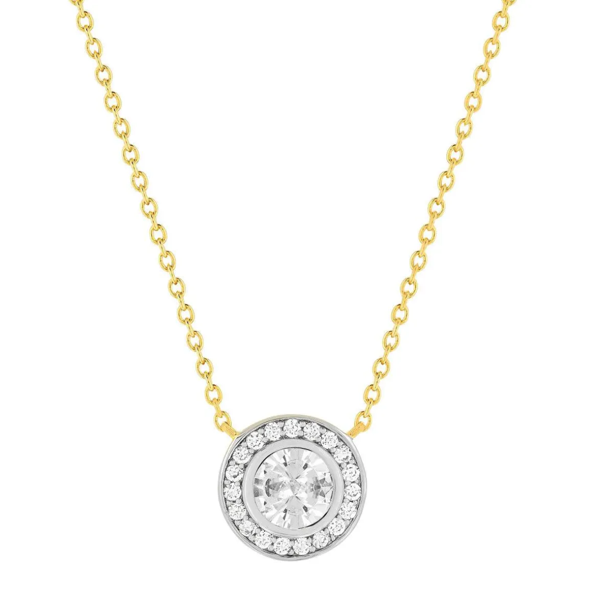 Collier plaque or 2 tons zirconias