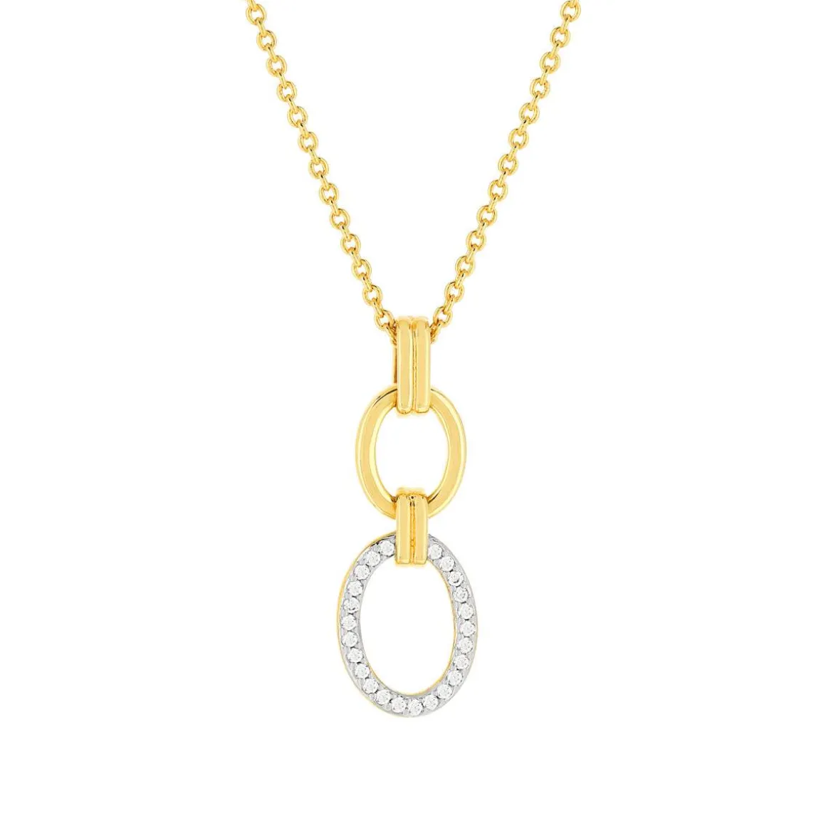Collier plaque or 2 tons zirconias 45 cm
