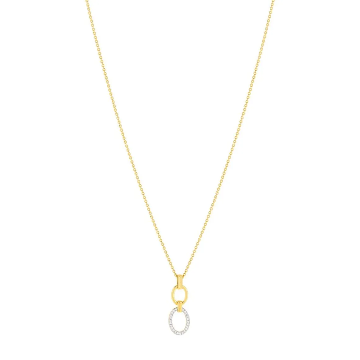 Collier plaque or 2 tons zirconias 45 cm