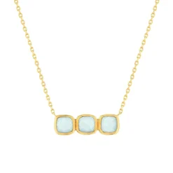 Collier plaqué or agates 45 cm