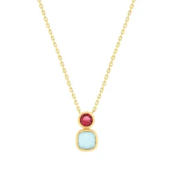 Collier plaqué or agate zirconia 45 cm