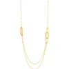 Collier plaqué or anneaux laque orange 70cm