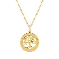 Collier plaqué or arbre de vie zirconias 44,5 cm