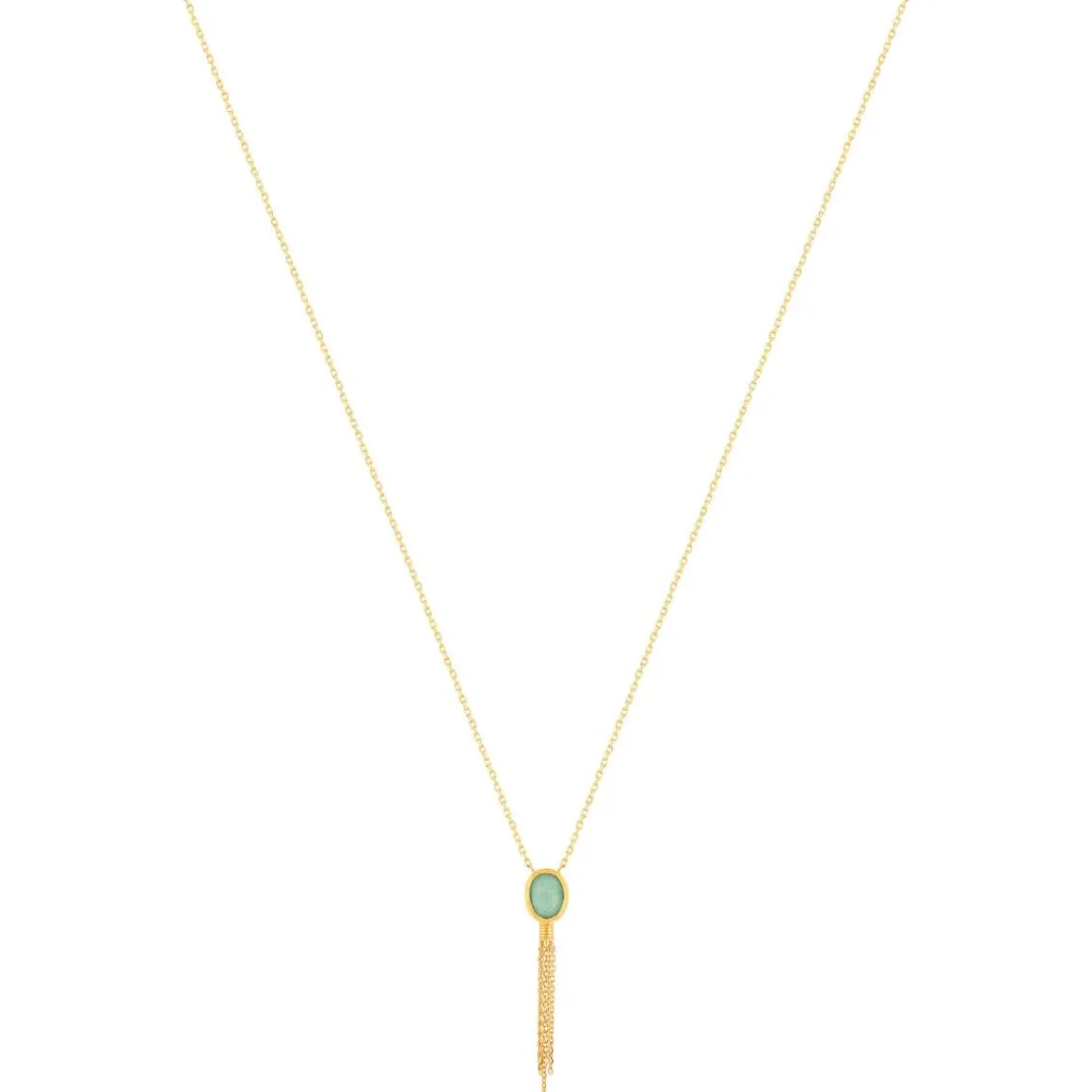 Collier plaqué or aventurine 45 cm