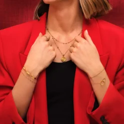 Collier plaqué or boules fines 45 cm