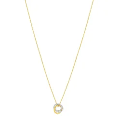 Collier plaqué or cercles entrelacés zirconias 45 cm