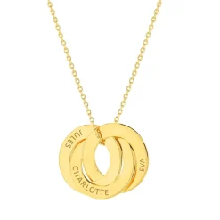 Collier plaqué or 3 cercles personnalisables entrelacés 44 cm