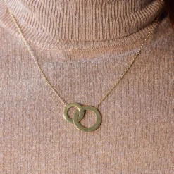 Collier plaqué or 2 cercles personnalisables entrelacés 45 cm