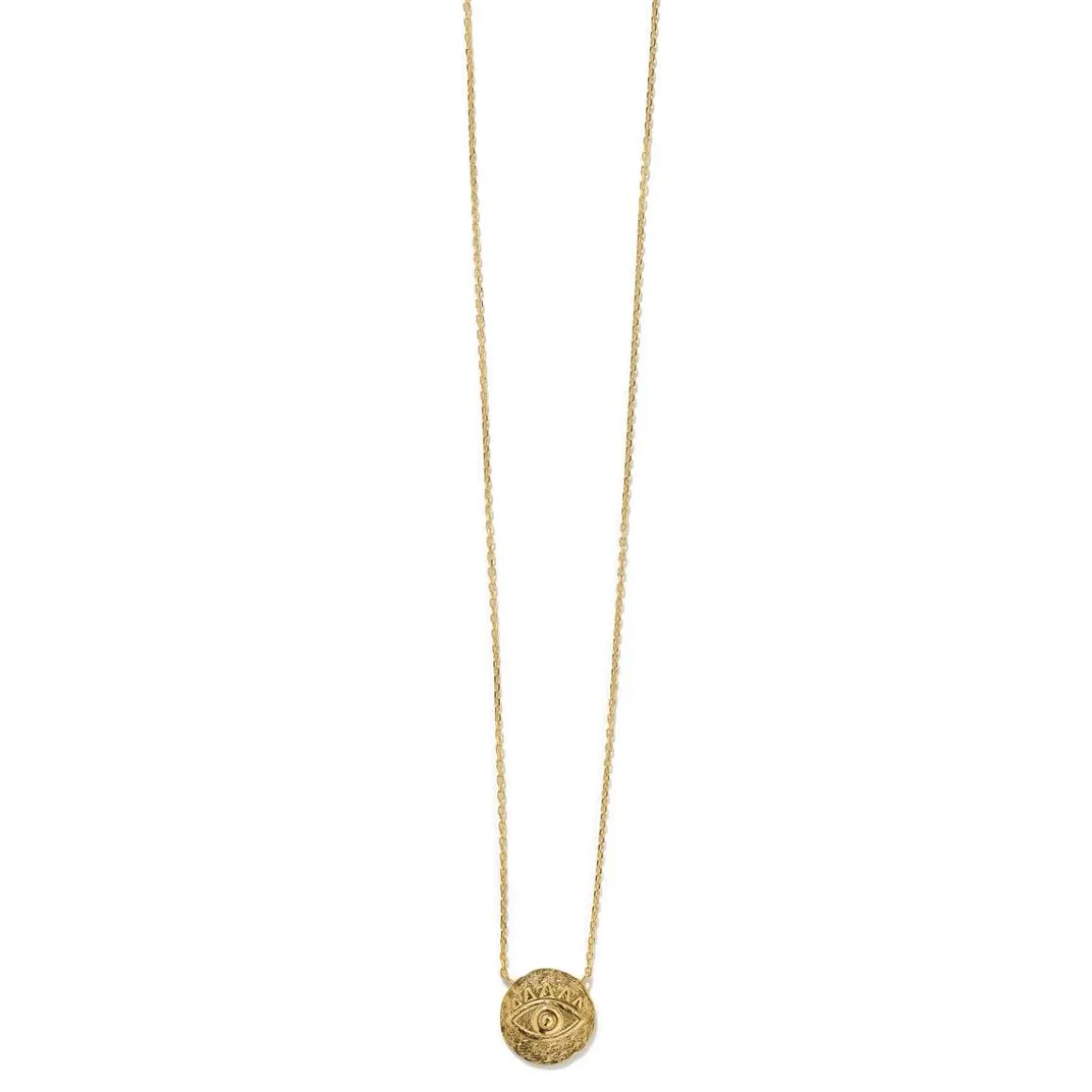 Collier plaqué or 45 cm médaille brossé motif oeil