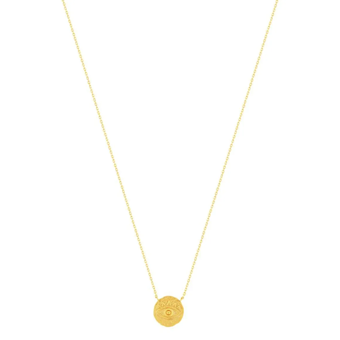 Collier plaqué or 45 cm médaille brossé motif oeil
