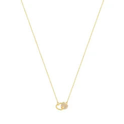 Collier plaqué or coeurs entrelacés zirconias 45 cm