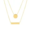 Collier plaqué or double rang médailles ronde et rectangle 45 cm