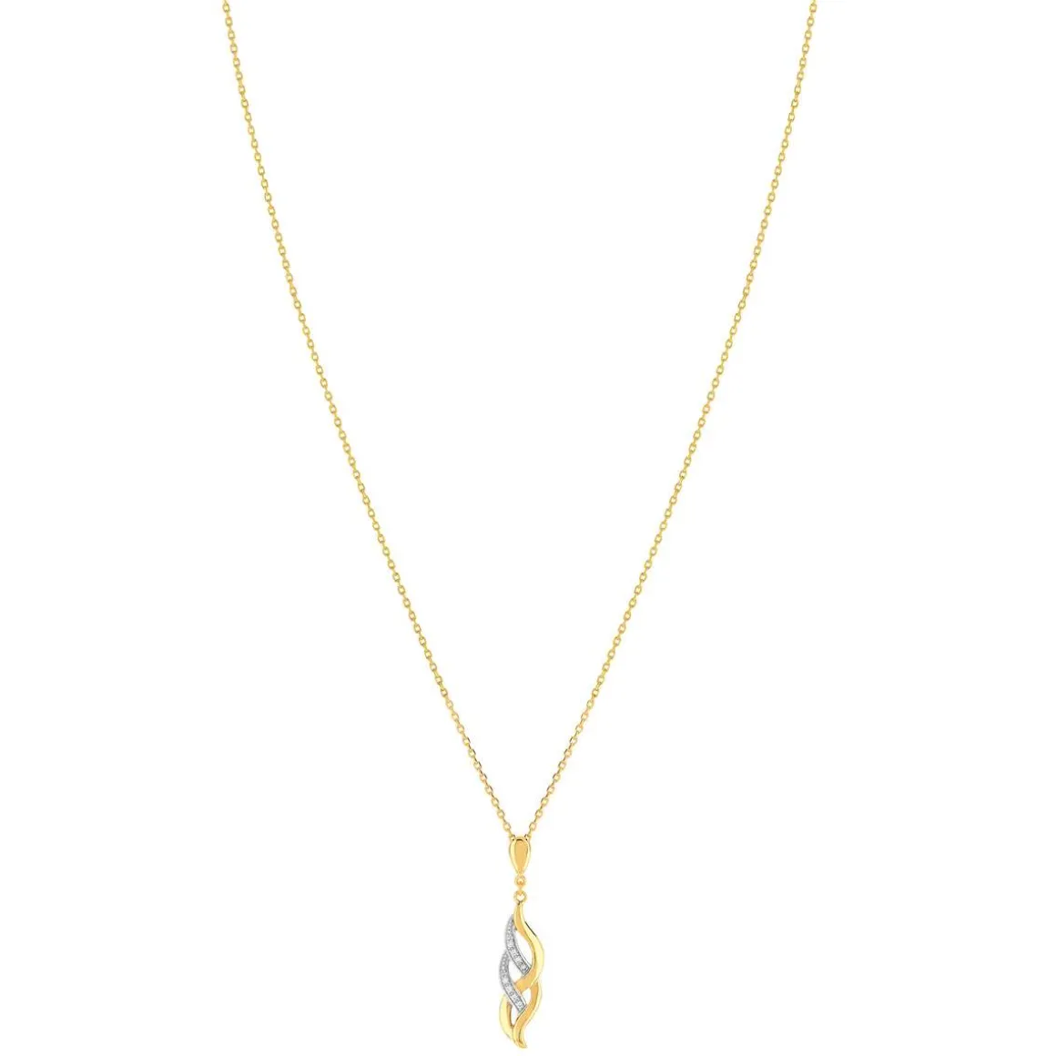 Collier plaqué or entrelacé zirconias 45 cm