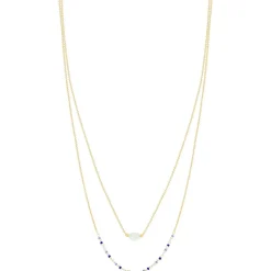 Collier plaqué or jaune amazonite perles rocaille 40 cm