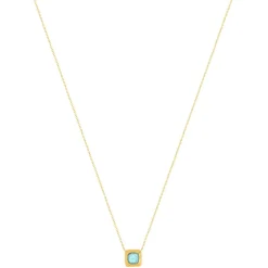 Collier plaqué or jaune, amazonite, 45 cm