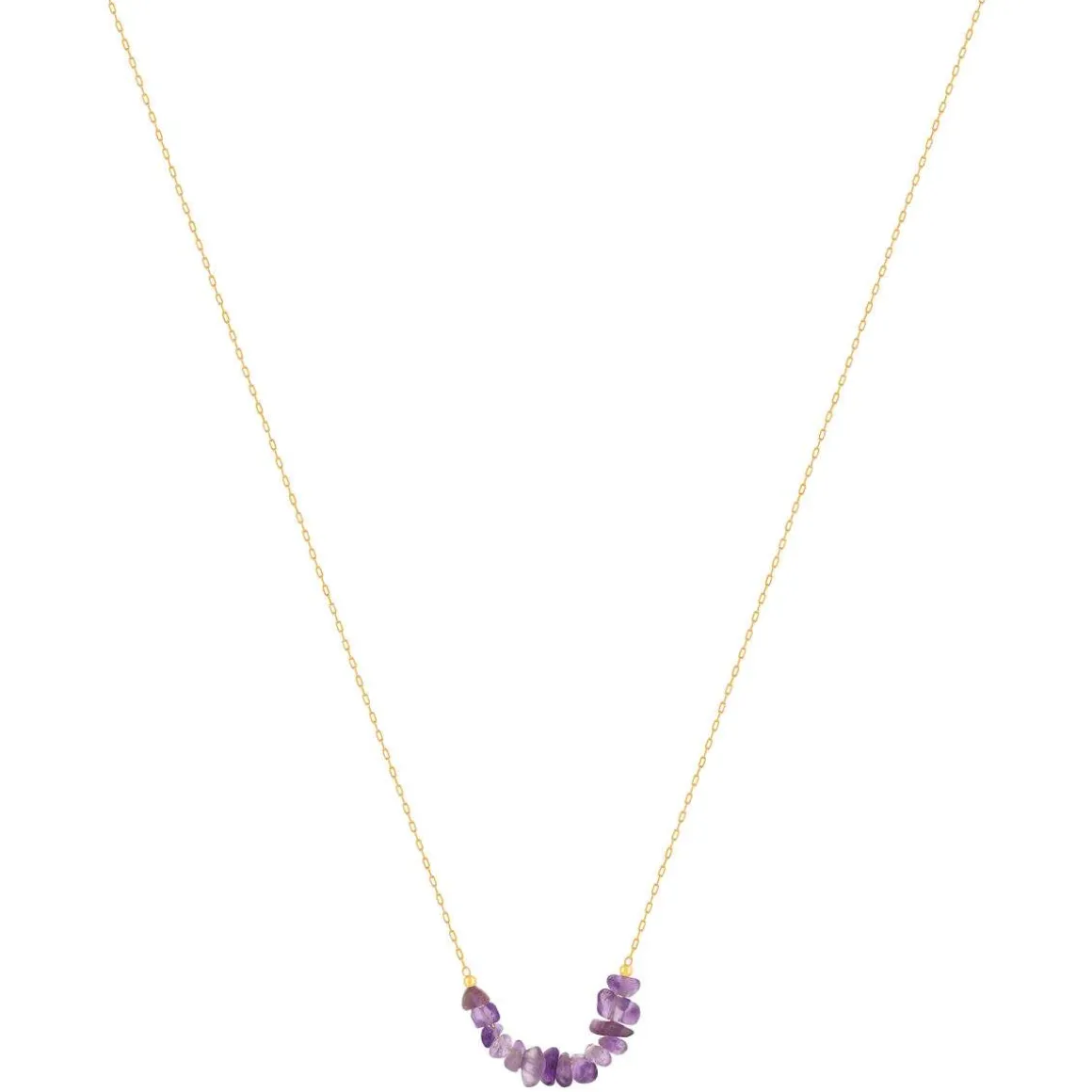 Collier plaqué or jaune améthystes 42 à 45 cm