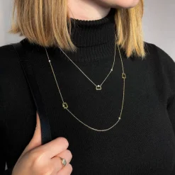 Collier plaqué or jaune boucles ajourées et zirconias