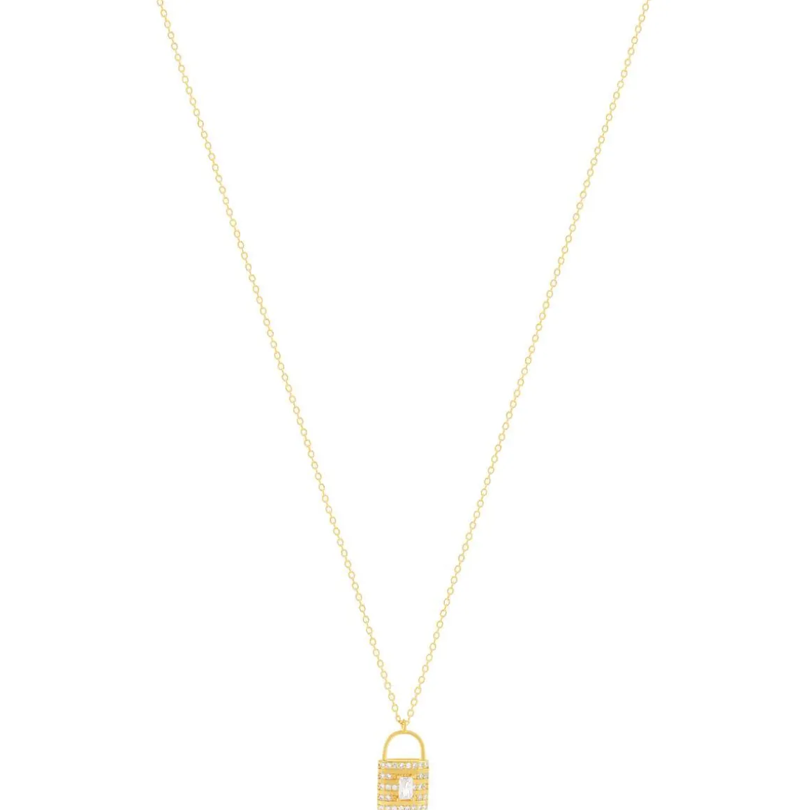 Collier plaqué or jaune cadenas et zirconias45cm