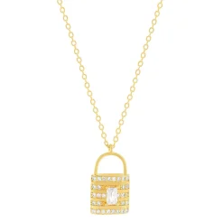 Collier plaqué or jaune cadenas et zirconias45cm