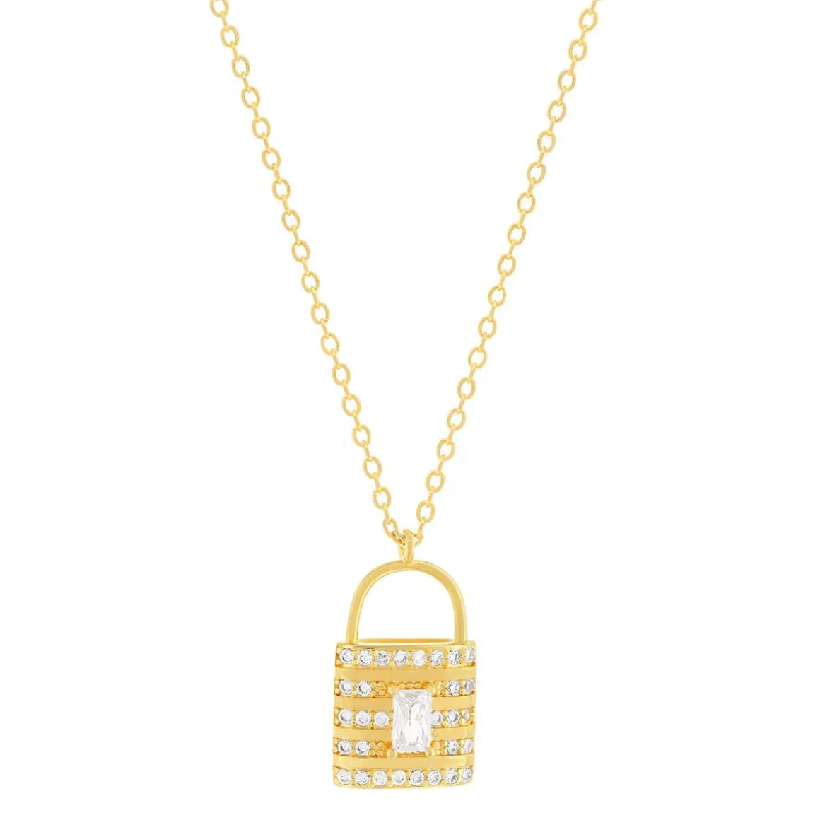 Collier plaqué or jaune cadenas et zirconias45cm