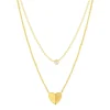 Collier plaqué or jaune coeur et zirconias45cm
