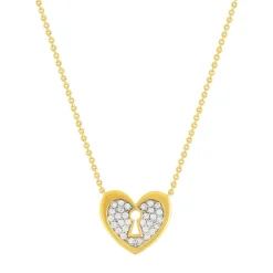Collier plaqué or jaune coeur et zirconias 45cm