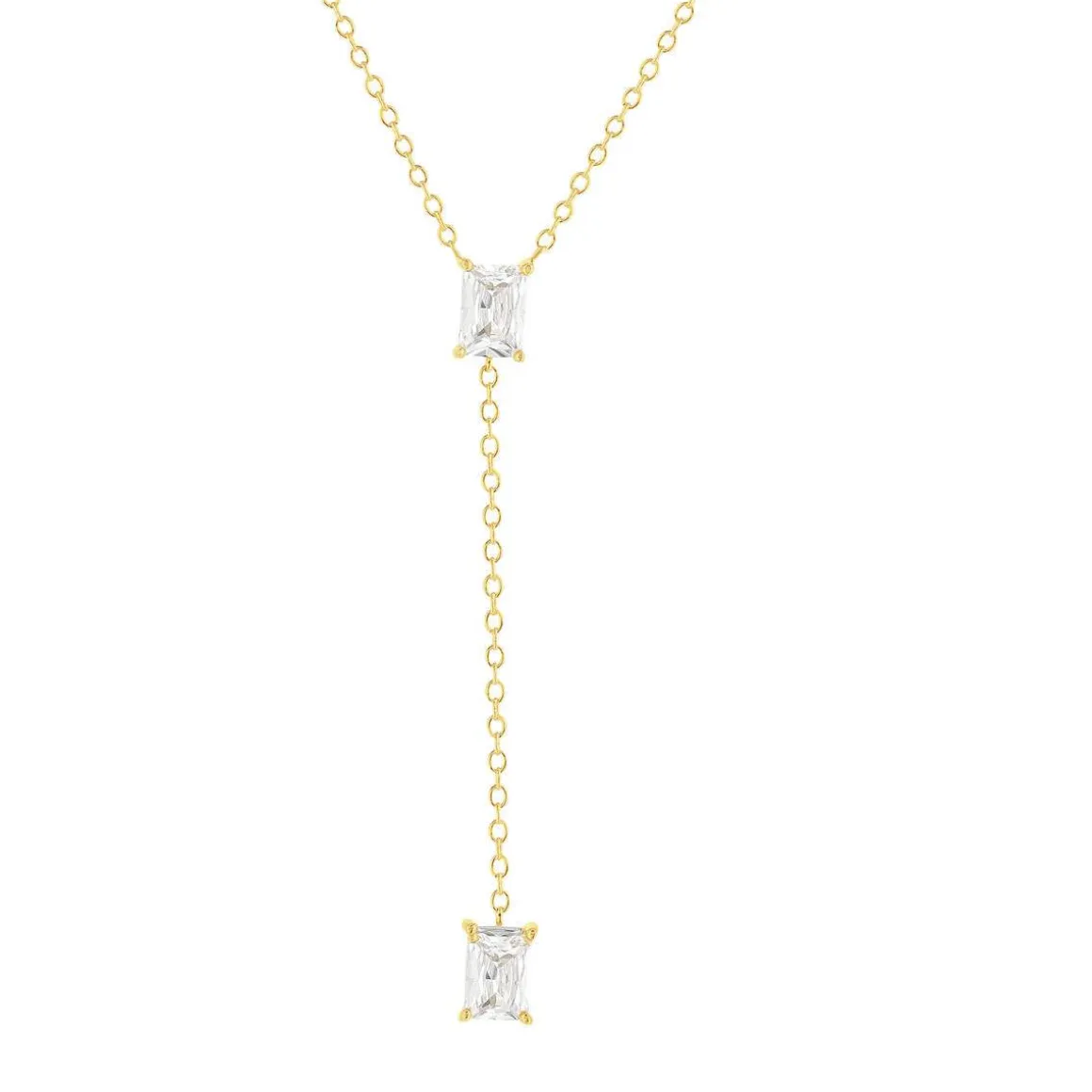 Collier plaqué or jaune et zirconias 45cm