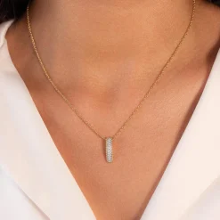 Collier plaqué or jaune et zirconias 45cm