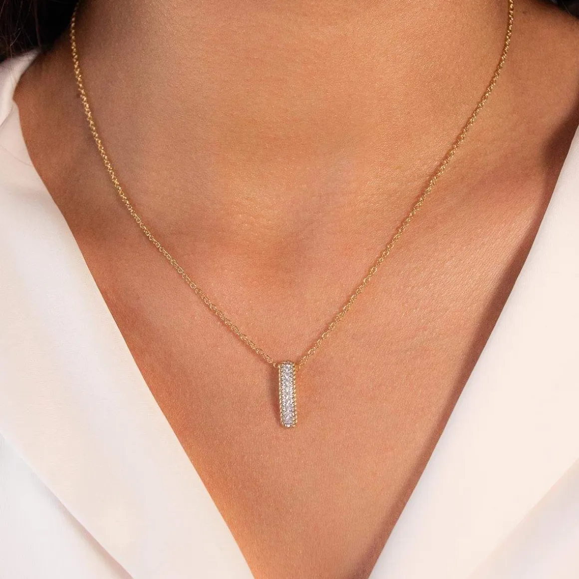 Collier plaqué or jaune et zirconias 45cm