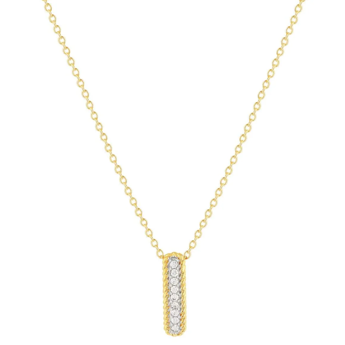 Collier plaqué or jaune et zirconias 45cm