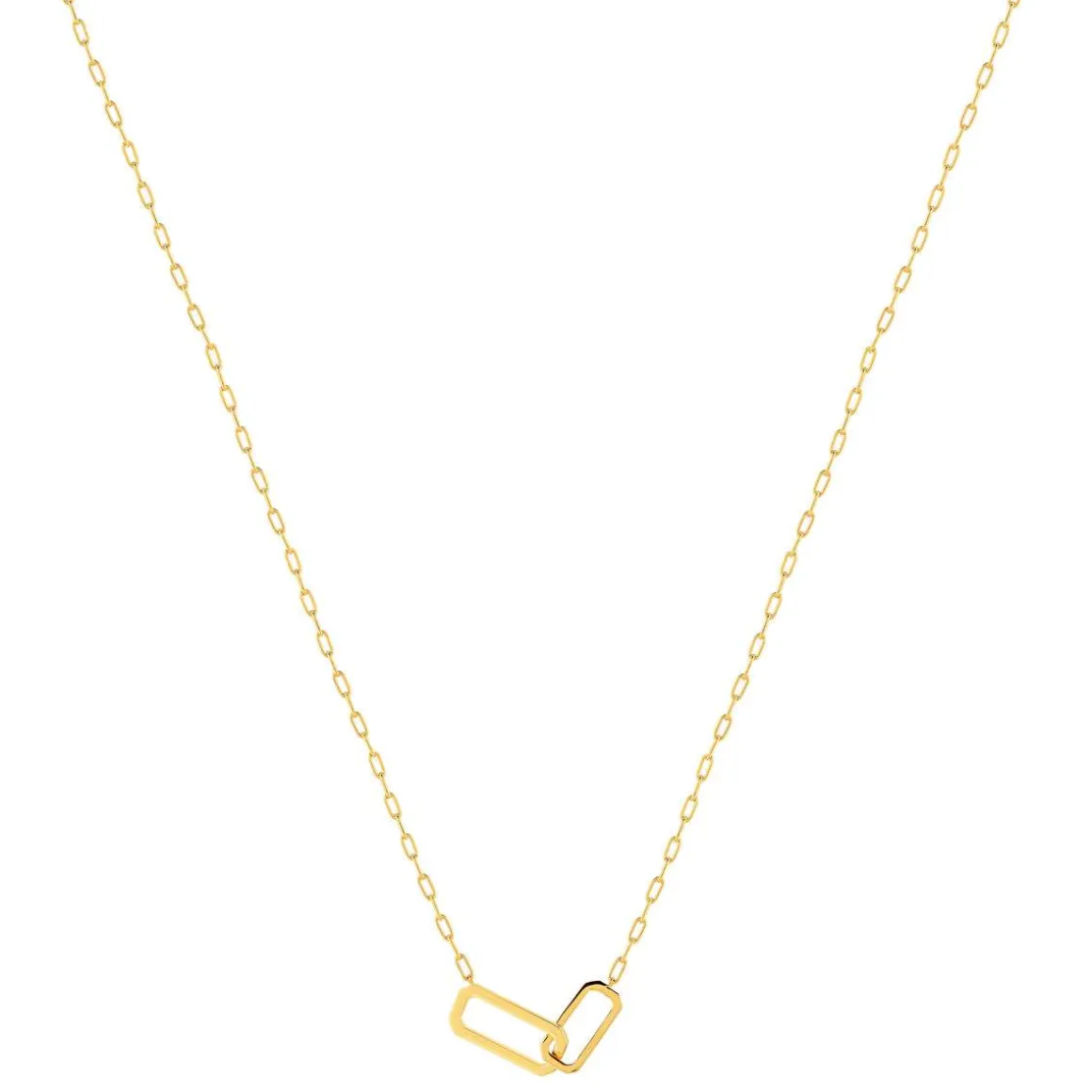 Collier plaqué or jaune, maille trombone 45 cm