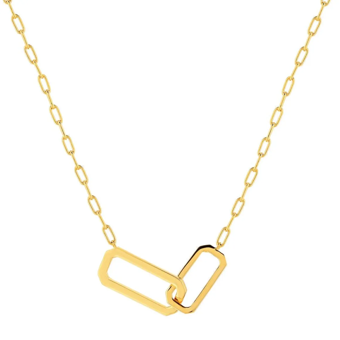 Collier plaqué or jaune, maille trombone 45 cm