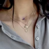 Collier plaqué or jaune médaillon perlé zirconias 45 cm