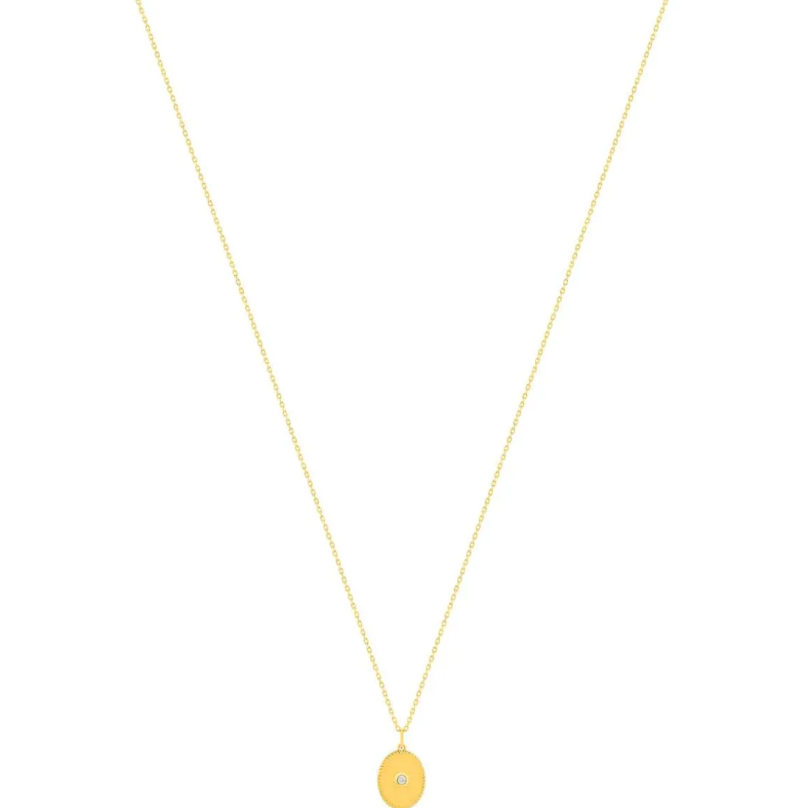 Collier plaqué or jaune médaille ovale zirconia 48 cm