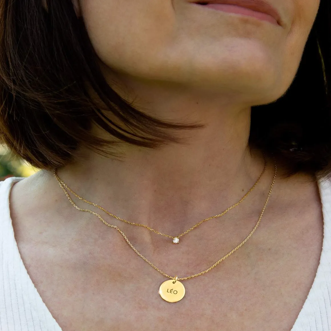 Collier plaqué or jaune médaille 48 cm