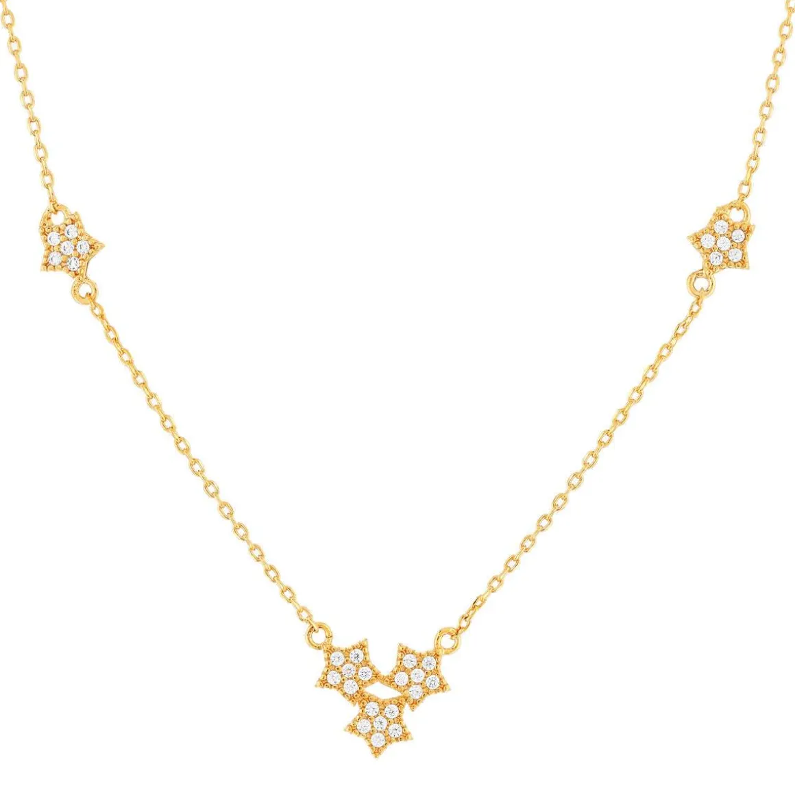 Collier plaqué or jaune motif étoile zirconias 45 cm