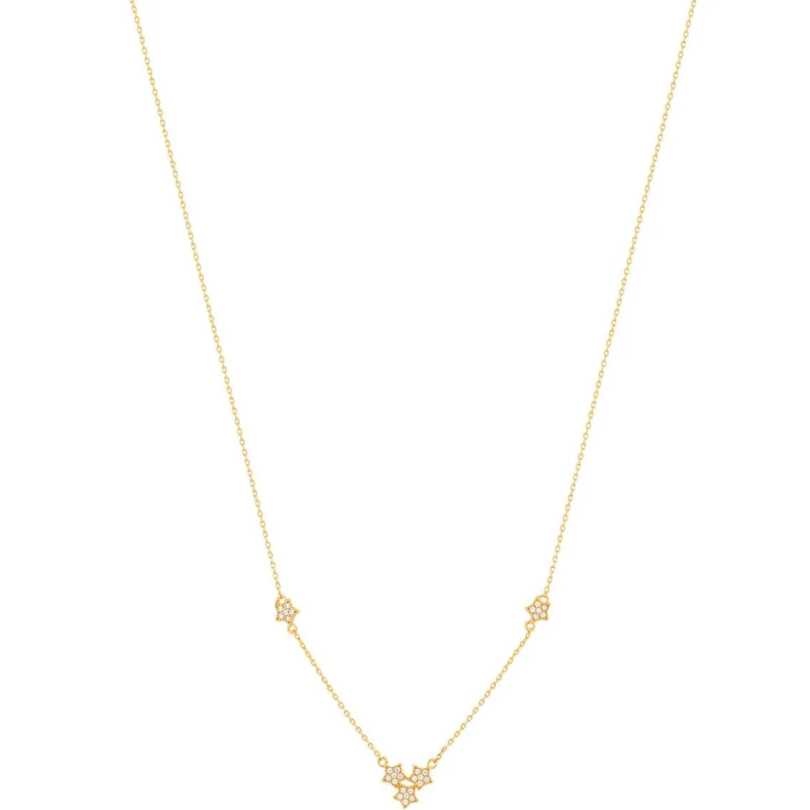 Collier plaqué or jaune motif étoile zirconias 45 cm