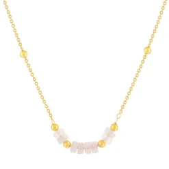 Collier plaqué or jaune quartz rose 42 à 47 cm