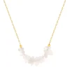 Collier plaqué or jaune quartz rose 42 à 45 cm