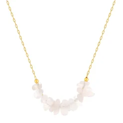 Collier plaqué or jaune quartz rose 42 à 45 cm