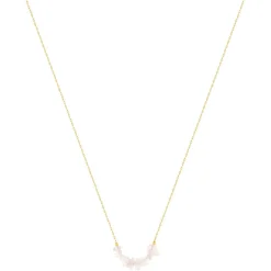 Collier plaqué or jaune quartz rose 42 à 45 cm
