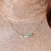 Collier plaqué or jaune quartzites verts 45 cm