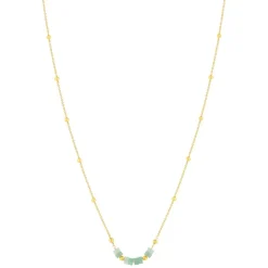 Collier plaqué or jaune quartzites verts 45 cm