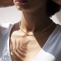 Collier plaqué or maille fantaisie 45 cm