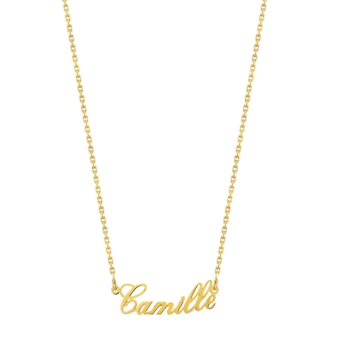 Collier plaqué or maille forçat prénom personnalisable 41,5 cm