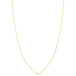 Collier plaqué or maille trombone zirconia 45 cm
