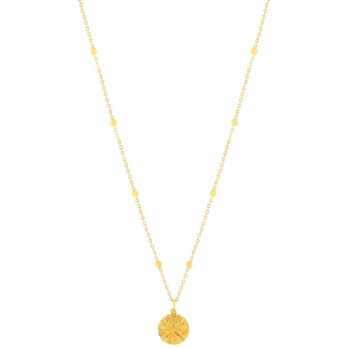 Collier plaqué or médaille ciselée 48 cm